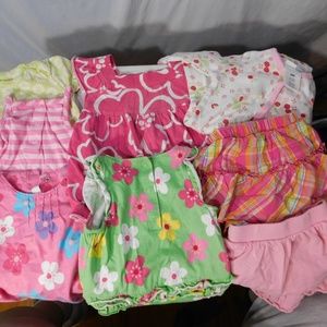 Lot of 8 Baby Girl Clothes 9 Months Summer